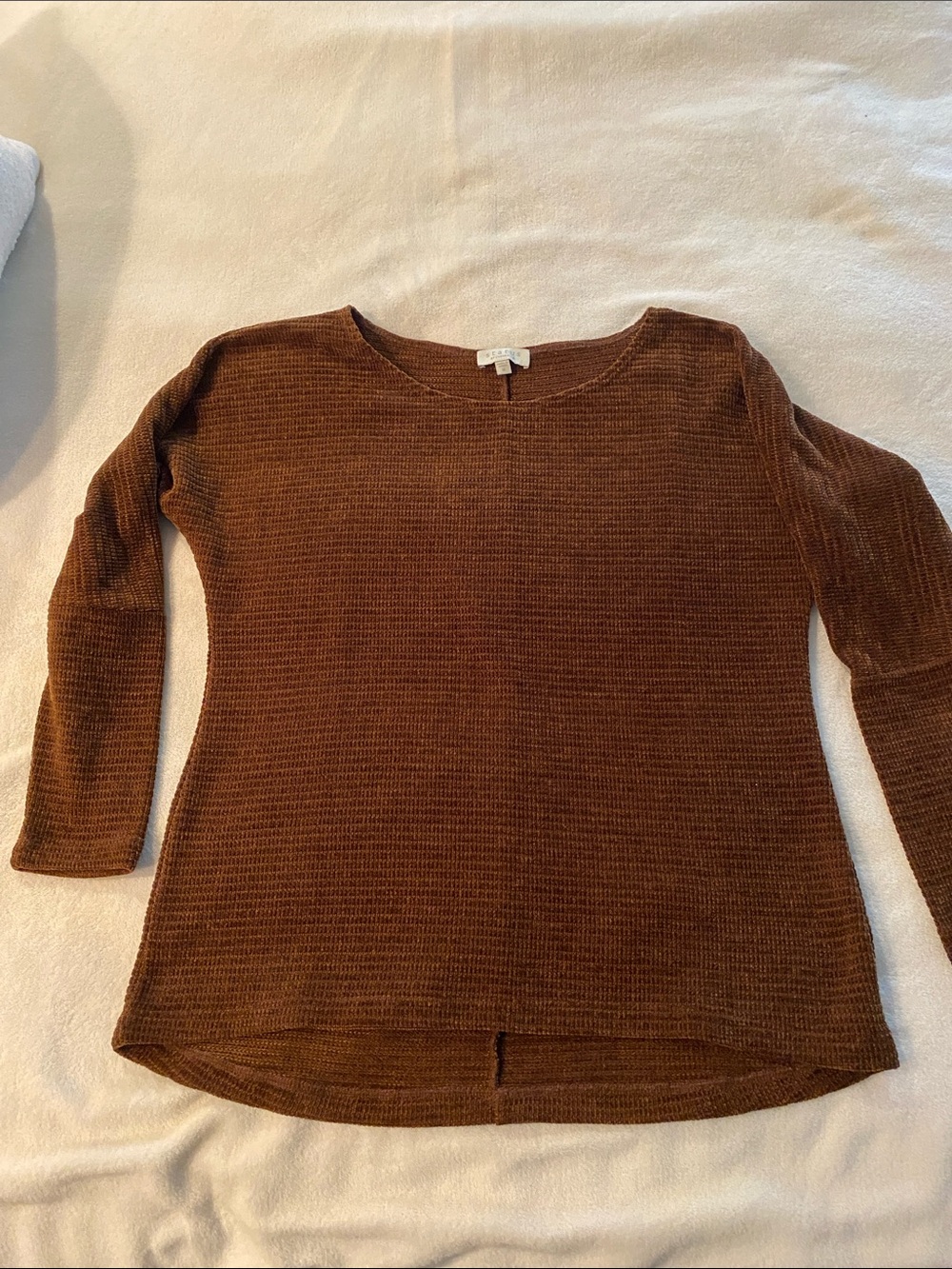 Cozy Brown Waffle Knit Long Sleeve Top